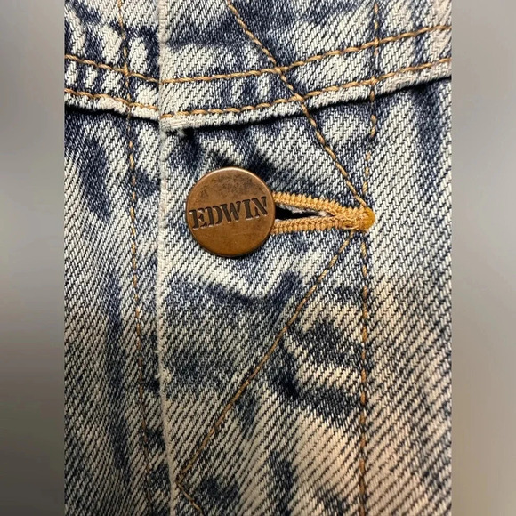 Vintage 80's/90's EDWIN Stone Washed Full Button Denim Jean Jacket - Picture 8 of 11